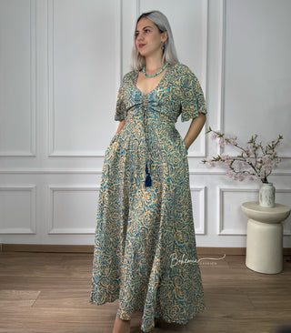 Rochie maxi cu decolteu în formă de inimă