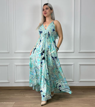 Rochie maxi cu spate plisat