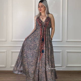 Rochie maxi cu spate plisat