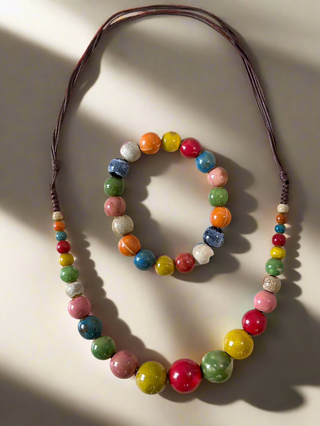 Set de colier și brățară din ceramică - Colorat
