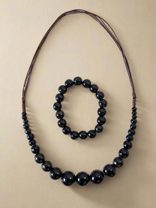 Set de colier și brățară din ceramică - Negru