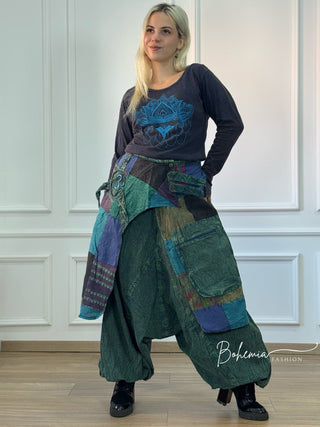 Pantaloni aladdin detaliat patchwork
