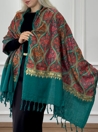 Eșarfă cu model de viță de vie brodată