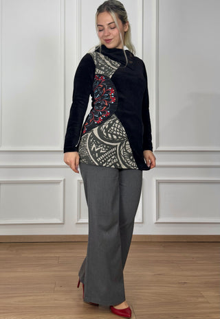 Bársonyhatású pulóver