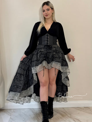 Aszimmetrikus csipkés szoknya