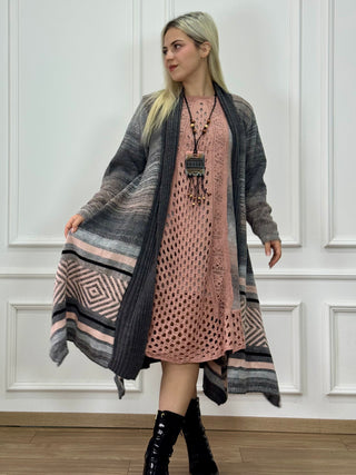 Rochie și cardigan din amestec de lână tricotată