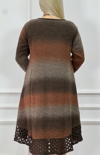 Rochie și cardigan din amestec de lână tricotat