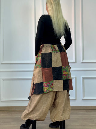 Pantaloni aladdin detaliat patchwork