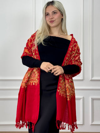 Eșarfă cu model floral brodat