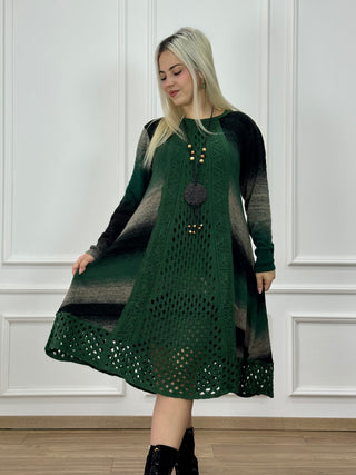 Rochie și cardigan din amestec de lână tricotată