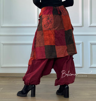 Pantaloni aladdin detaliat patchwork