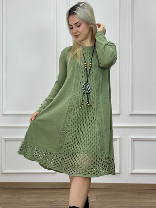 Rochie și cardigan din amestec de lână tricotată