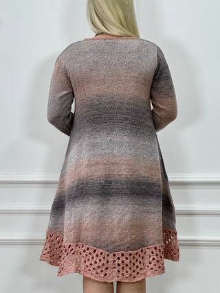 Rochie și cardigan din amestec de lână tricotată