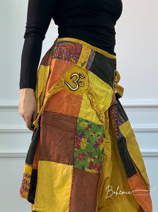 Pantaloni aladdin detaliat patchwork