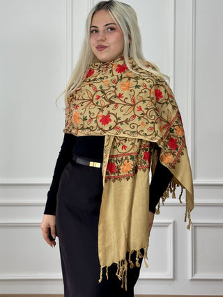 Eșarfă cu model floral brodat