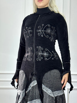 Cardigan brodat cu tiv decupat