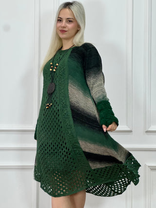 Rochie și cardigan din amestec de lână tricotată