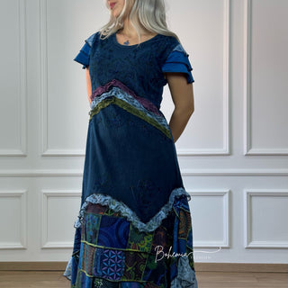 Kurzärmliges Patchworkkleid