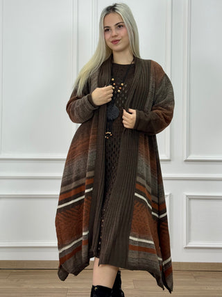 Rochie și cardigan din amestec de lână tricotat