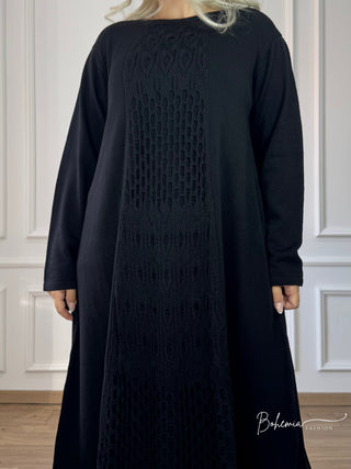 Rochie lungă din amestec de lână tricotată