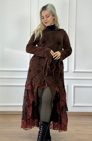 Cardigan brodat lungit cu tiv decupat