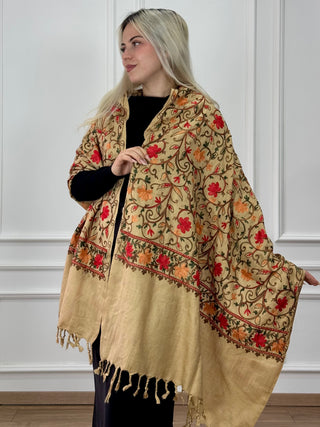 Eșarfă cu model floral brodat