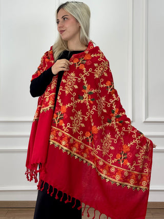 Eșarfă cu model floral brodat