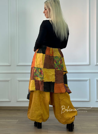 Pantaloni aladdin detaliat patchwork