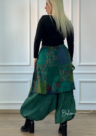 Pantaloni aladdin detaliat patchwork