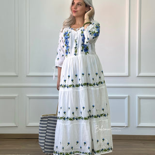 Besticktes Maxikleid aus Baumwolle