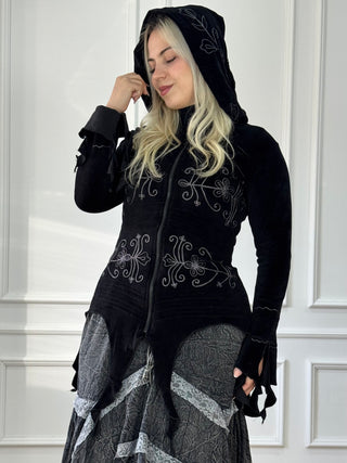 Cardigan brodat cu tiv decupat