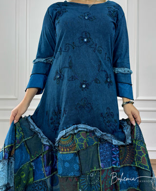 Patchwork ruha tükördíszítéssel