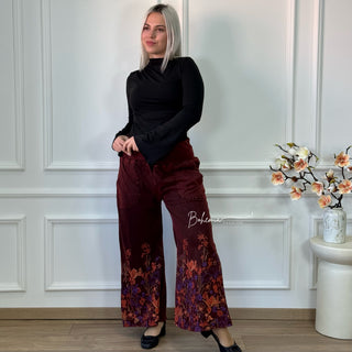 Baumwollhose mit Blumenmuster - Rot