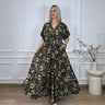 Schwarz/Beige mit Blumen