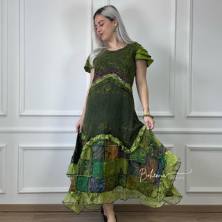 Kurzärmliges Patchworkkleid
