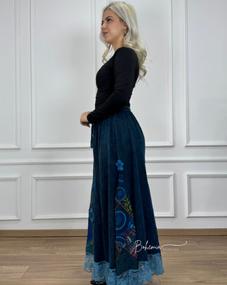 Virágdíszítéses patchwork szoknya