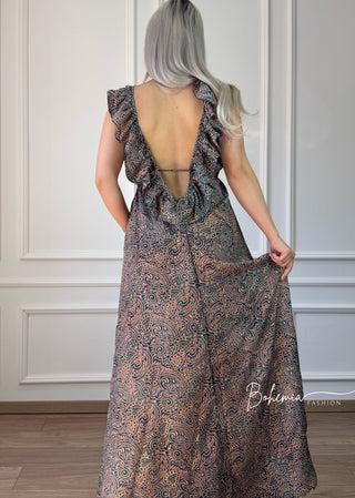 Maxikleid mit Rüschen auf der Rückseite