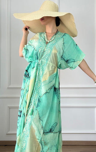 Maxikleid mit Kordelzug in der Taille