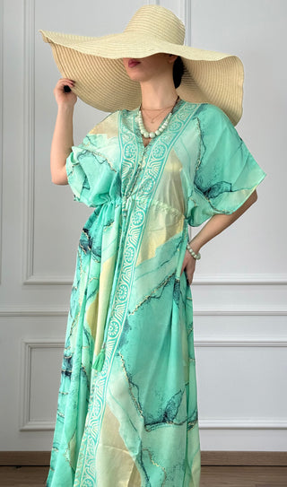 Maxikleid mit Kordelzug in der Taille