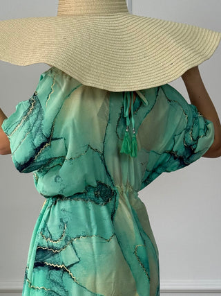 Maxikleid mit Kordelzug in der Taille