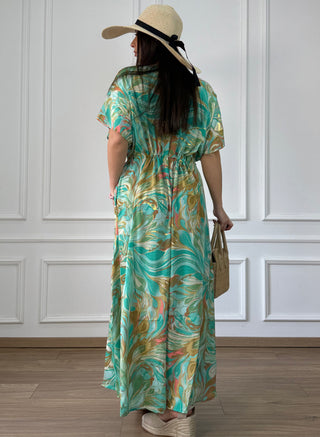 Maxi dress with drawstring at the waist