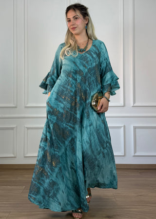 Rochie cu mâneci evazate în formă de A