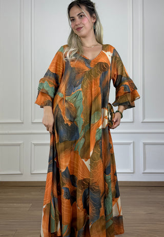 Rochie cu mâneci evazate în formă de A