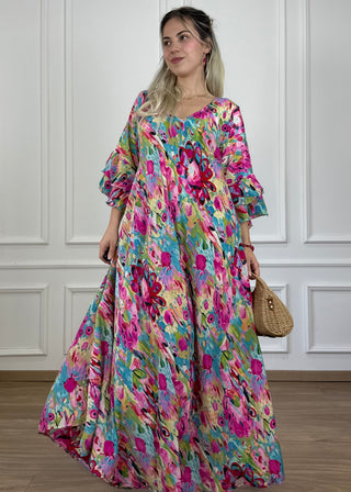 Rochie cu mâneci evazate în formă de A