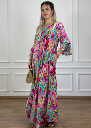 Rochie cu mâneci evazate în formă de A