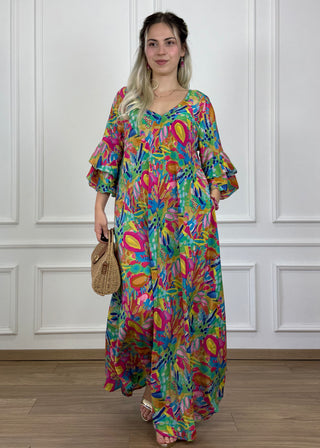 Rochie cu mâneci evazate în formă de A