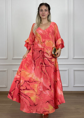 Rochie cu mâneci evazate în formă de A