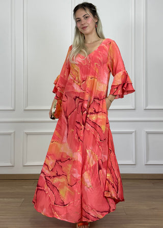 Rochie cu mâneci evazate în formă de A