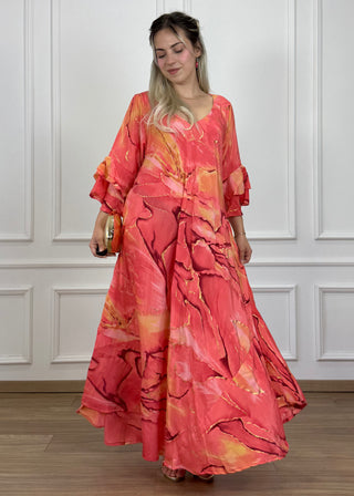 Rochie cu mâneci evazate în formă de A