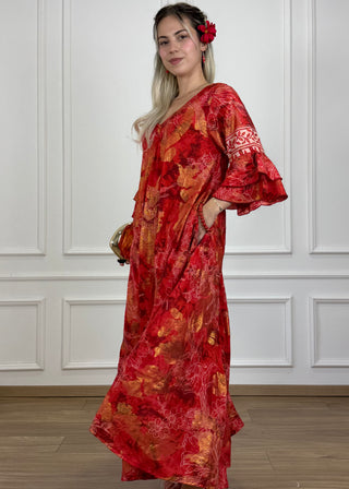 Rochie cu mâneci evazate în formă de A